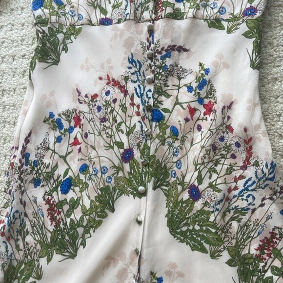 Maje Riviere Floral-Print Silk Crepe De Chine Mini Dress Size EU 36 - Picture 5 of 16